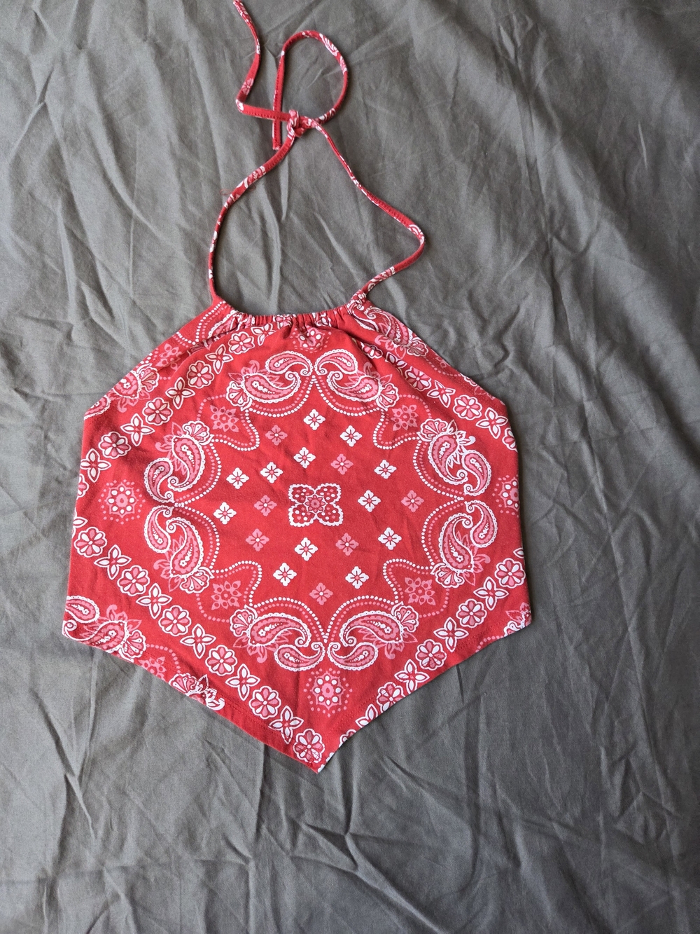 Forever 21 red bandana halter top size large Pre-owned